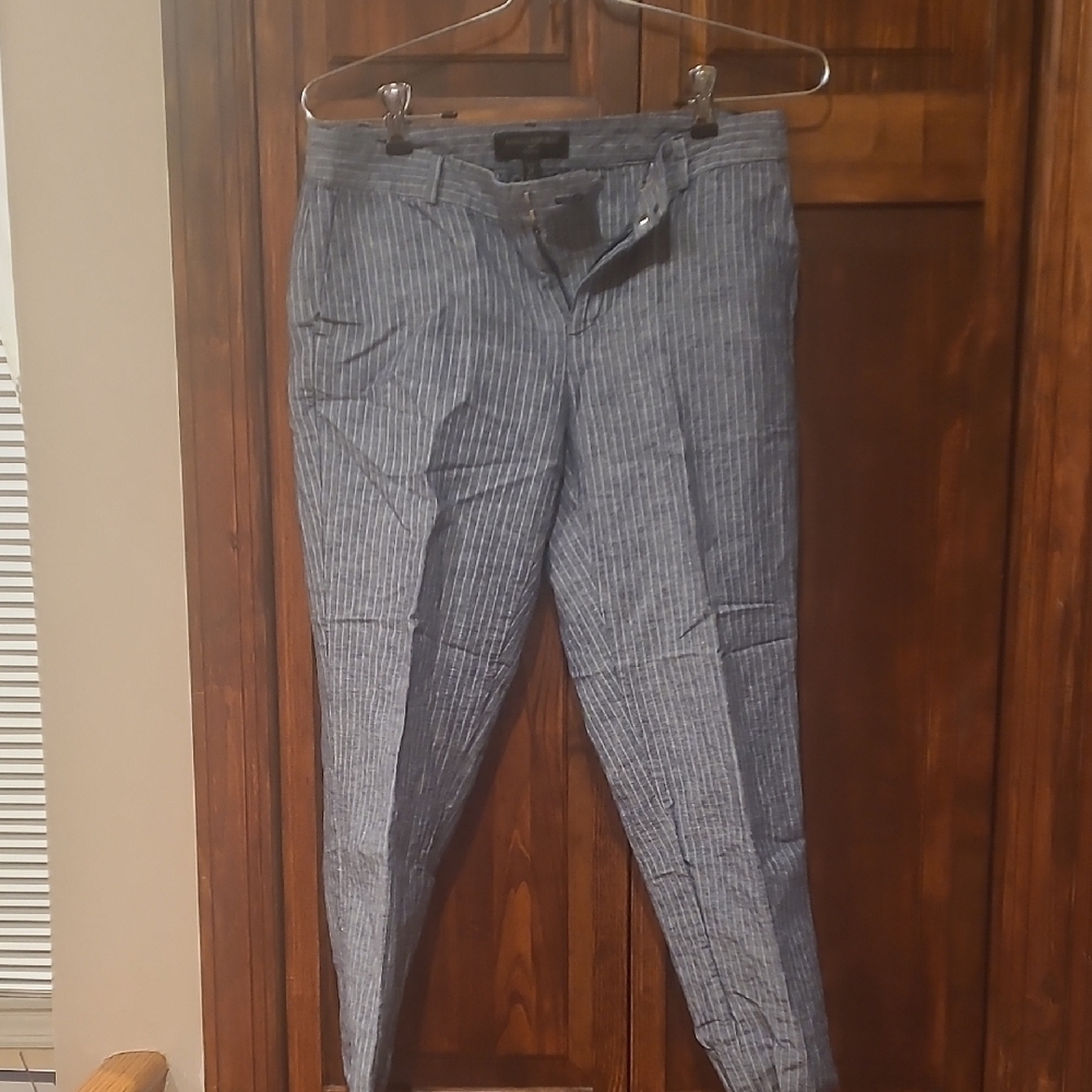 Banana Republic Pinstriped Linen Blend Hampton Pants
